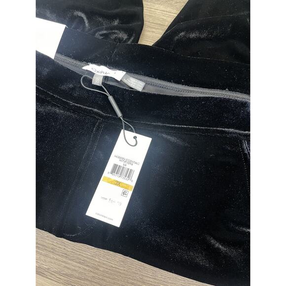 Calvin Klein Modern Essentials Pull On Elastic Waist Black Velvet Leggings 3X - Picture 4 of 9